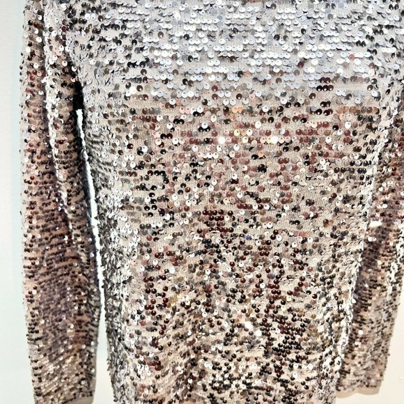 Abbeline Women's XS Brown Sequined LS Top Party Casual - Picture 3 of 8